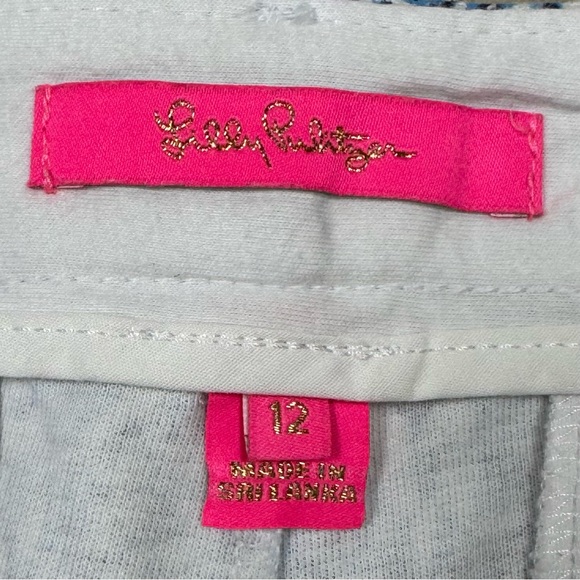 Lilly Pulitzer Callahan Knit Shorts Stretch Cumulus Blue Blooming Together - Picture 3 of 8